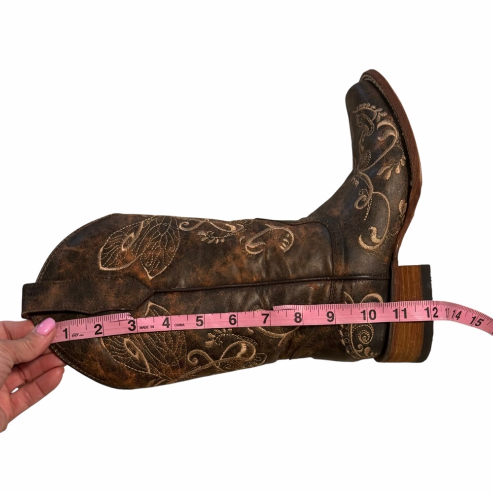 Circle G Brown Dragonfly Embroidered Square Toe Western Cowgirl Boots - Size 6.5 - Picture 14 of 15